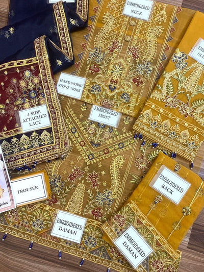 3 Piece Stitched Embroidery Suit - Ready To Wear