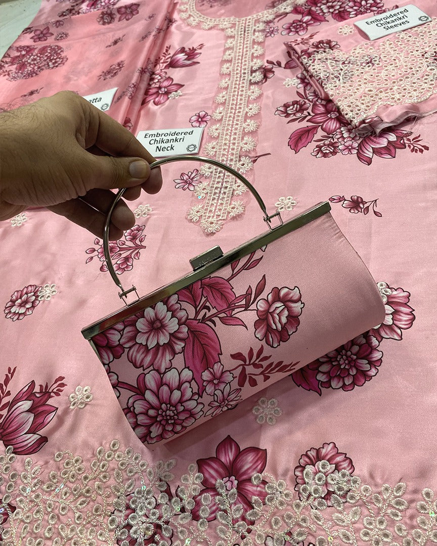 3 Piece Stitched Chikankari Embroidery Suit - Ready To Wear