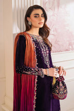 3 Piece Stitched Velvet Embroidered Suit - Ready To Wear