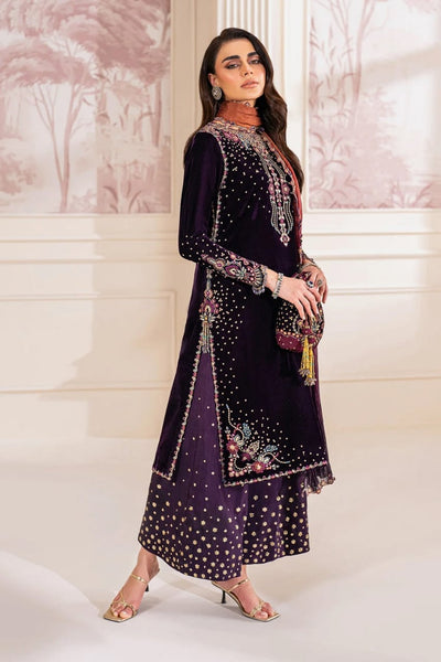 3 Piece Stitched Velvet Embroidered Suit - Ready To Wear