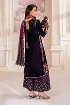 3 Piece Stitched Velvet Embroidered Suit - Ready To Wear
