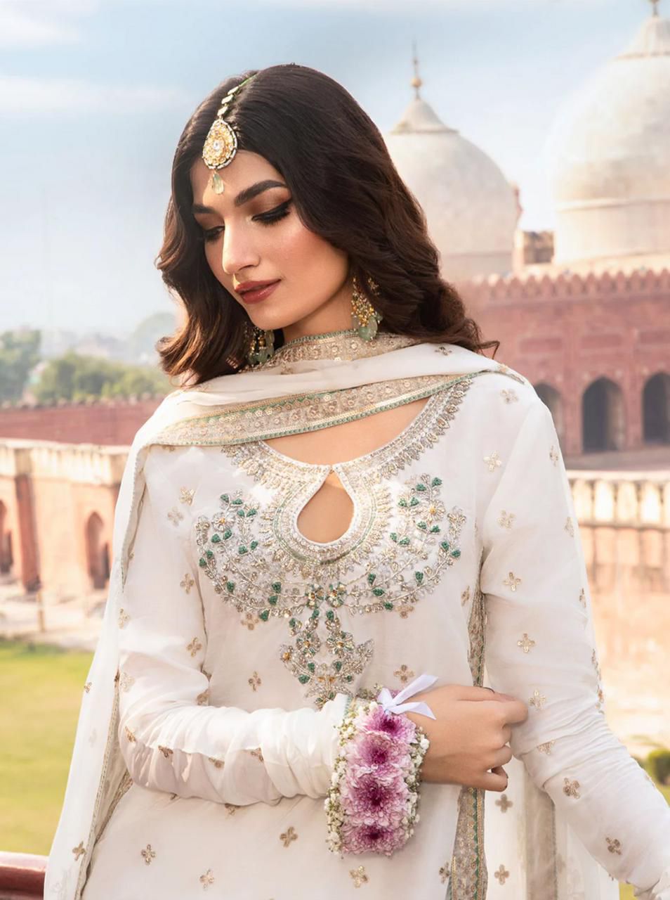 3 Piece Stitched Chiffon Embroidered Suit - Ready To Wear