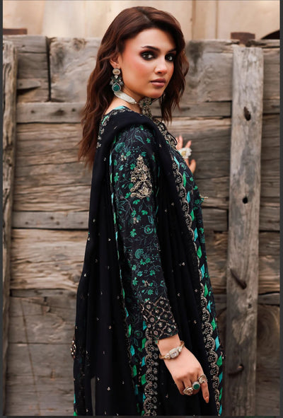 3 Piece Stitched Embroidered Suit - Ready To Wear