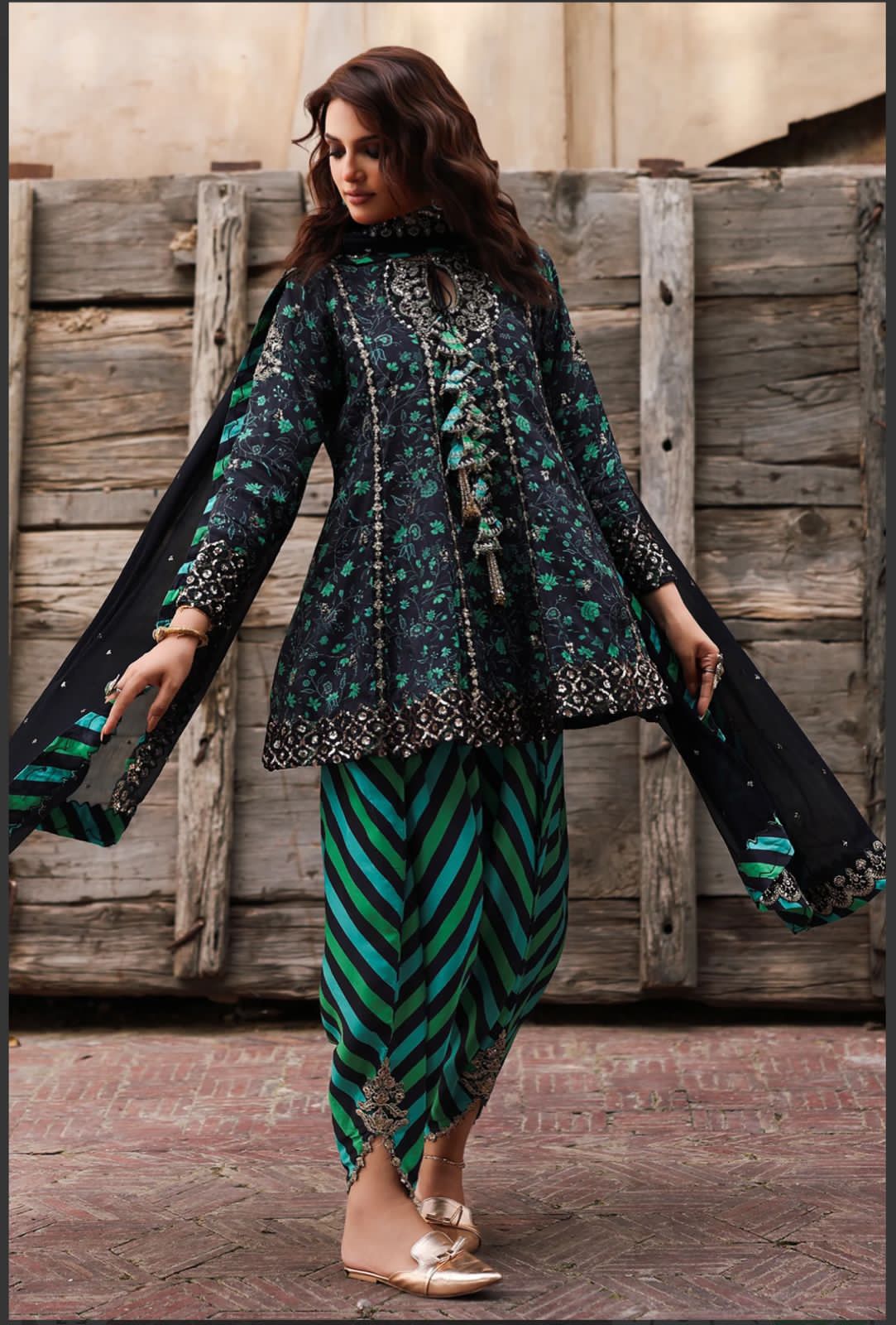 3 Piece Stitched Embroidered Suit - Ready To Wear