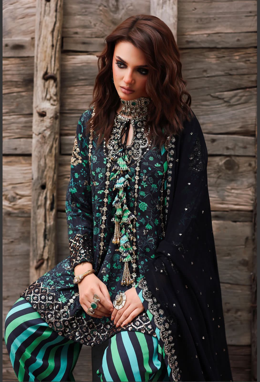 3 Piece Stitched Embroidered Suit - Ready To Wear
