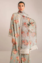 3 Piece Stitched Silk Suit - Ready To Wear