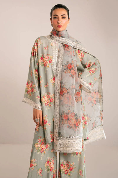 3 Piece Stitched Silk Suit - Ready To Wear