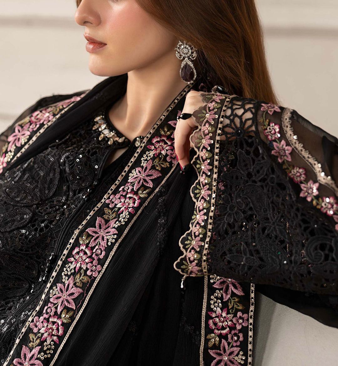 3 Piece Stitched Chiffon Suit - Ready To Wear