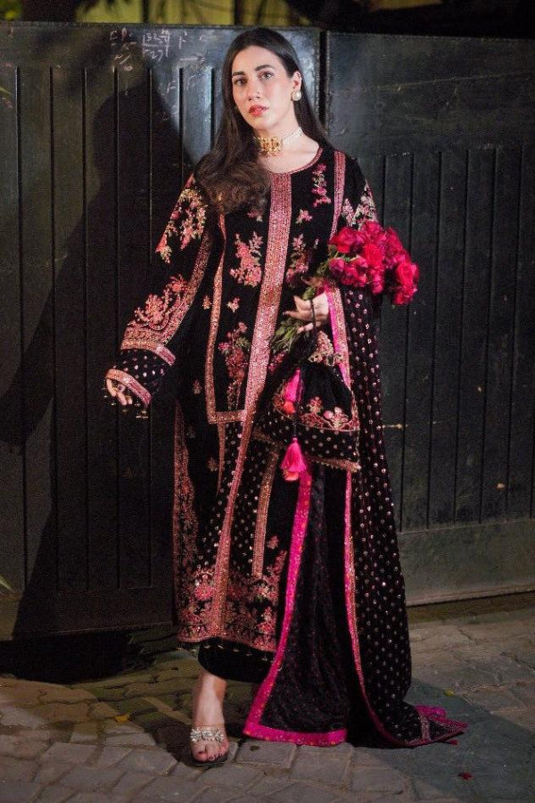 3 Piece Stitched Velvet Suit - Ready To Wear