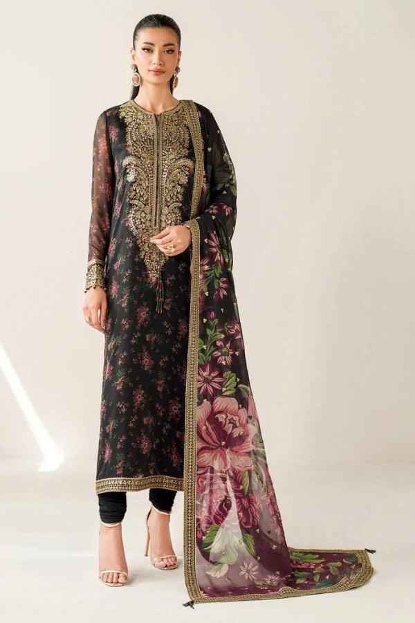 3 Piece Stitched Printed Silk Suit - Ready To Wear