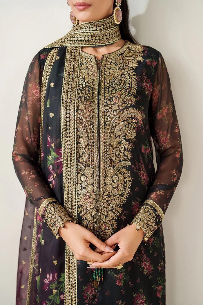 3 Piece Stitched Printed Silk Suit - Ready To Wear