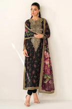 3 Piece Stitched Printed Silk Suit - Ready To Wear