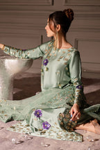 3 Piece Stitched Raw Silk Suit - Ready To Wear