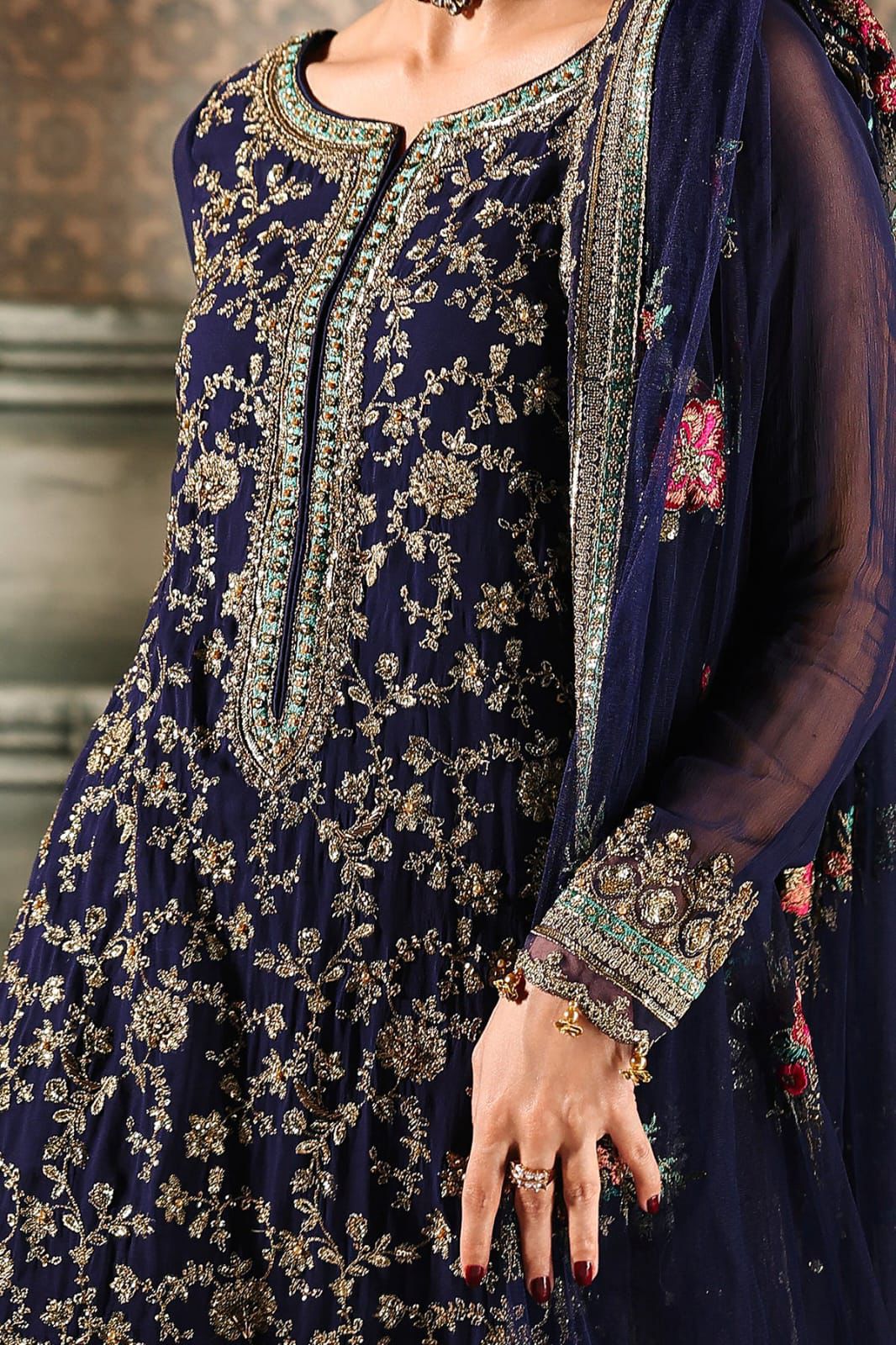 3 Piece Stitched Chiffon Suit - Ready To Wear