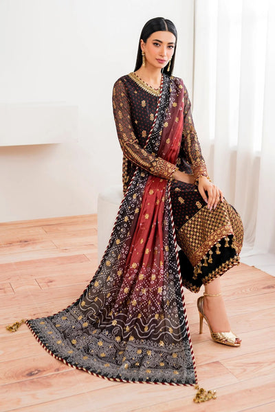3 Piece Stitched Chiffon Suit - Ready To Wear