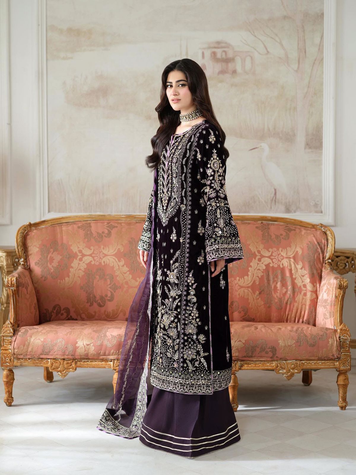 3 Piece Stitched Luxury Velvet Suit - Ready To Wear