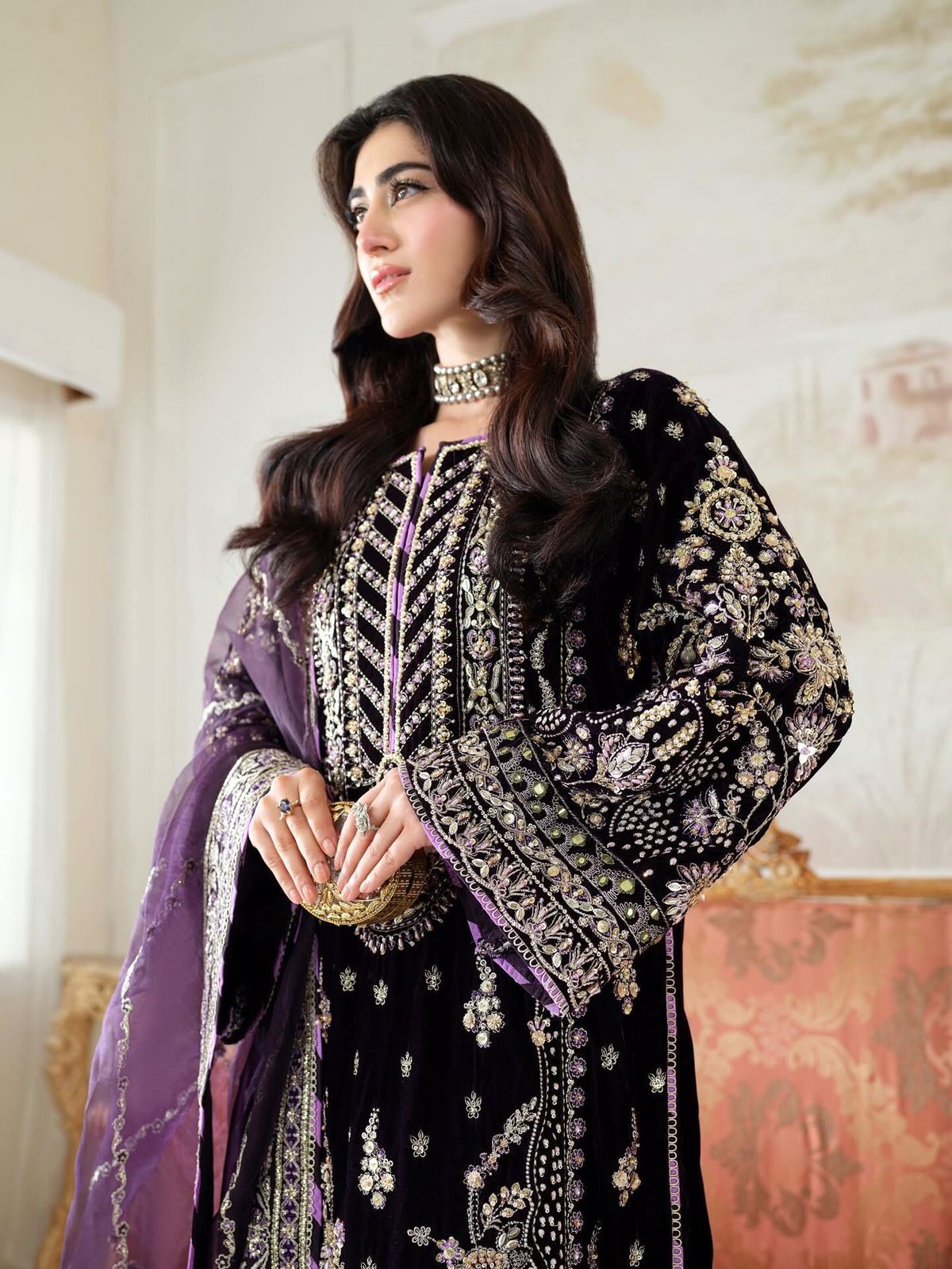 3 Piece Stitched Luxury Velvet Suit - Ready To Wear