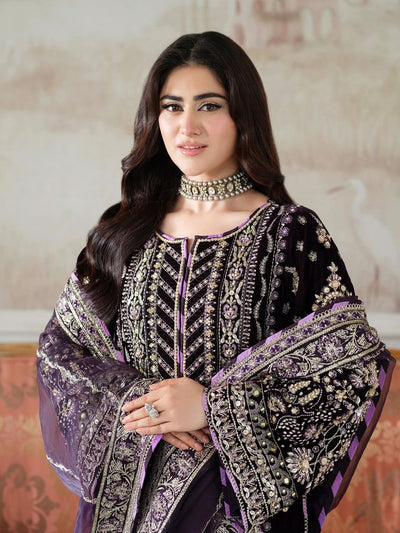 3 Piece Stitched Luxury Velvet Suit - Ready To Wear