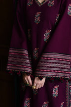3 Piece Stitched Embroidered Cotton Suit - Ready To Wear