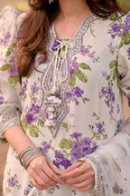 3 Piece Stitched Lawn Suit - Ready To Wear