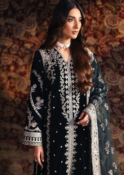 3 Piece Stitched Velvet Embroidered Suit - Ready To Wear
