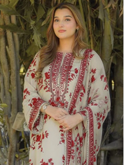 3 Piece Stitched Printed Lawn Suit - Ready To Wear