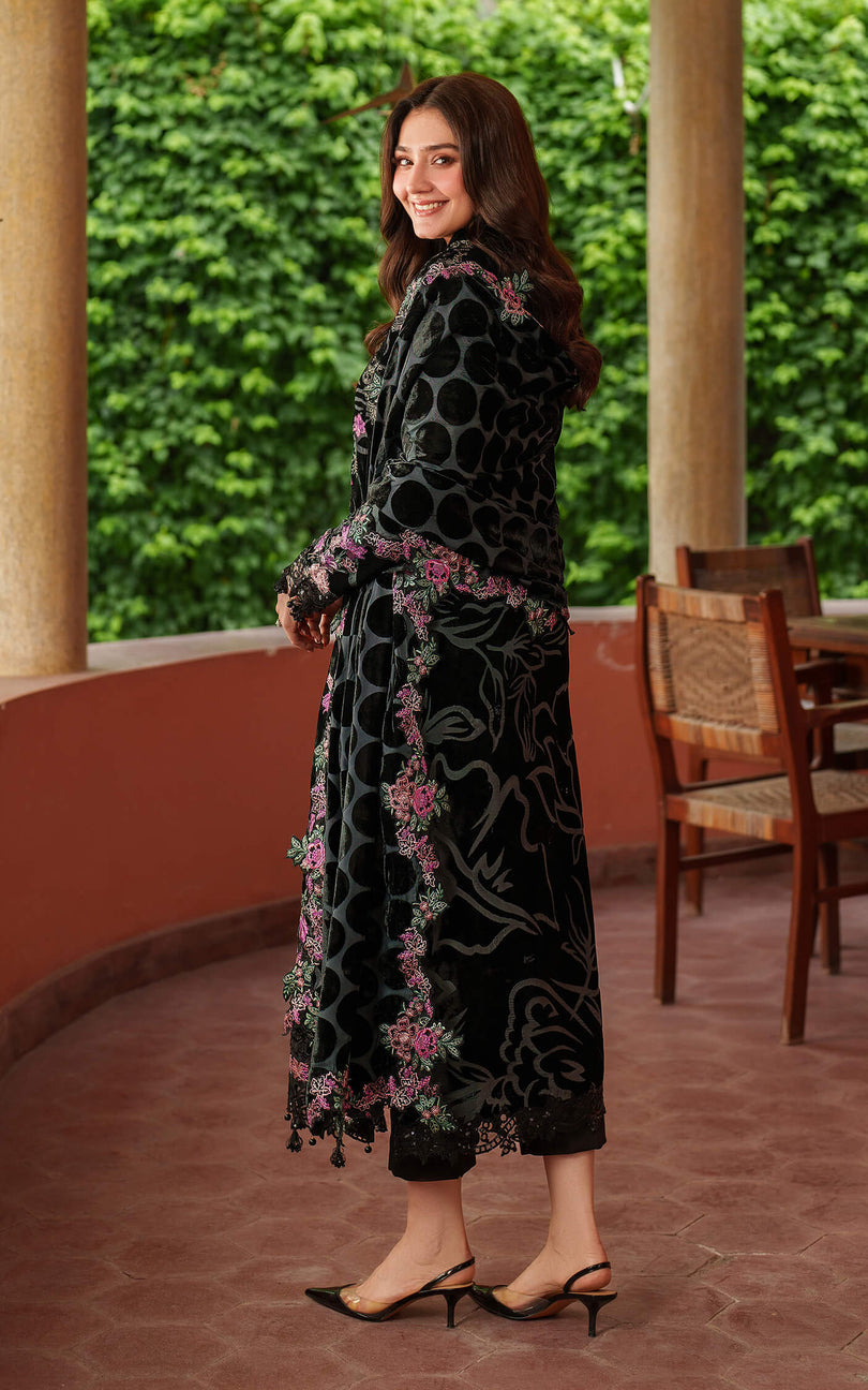 3 Piece Stitched Embroidered Velvet Suit - Ready To Wear