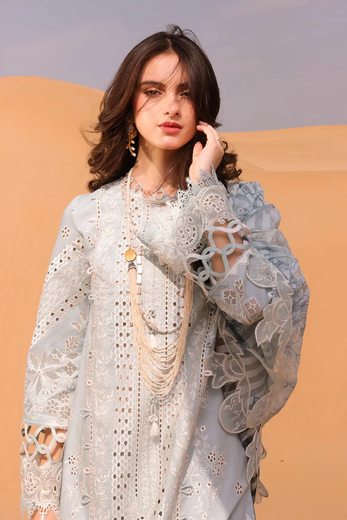 03-Piece Chikankari Suit With Embroidery - Ready To Wear