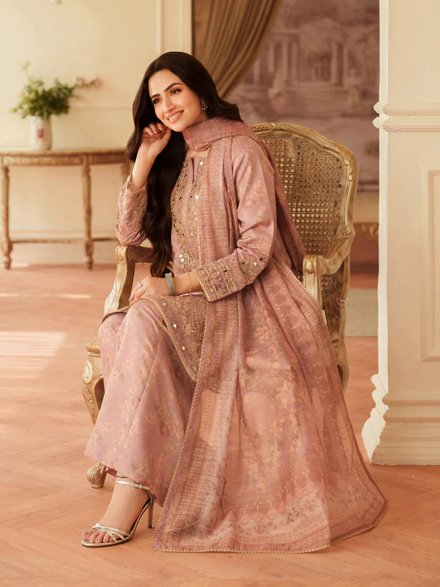 03-Piece Lawn Suit With Embroidery - Ready To Wear