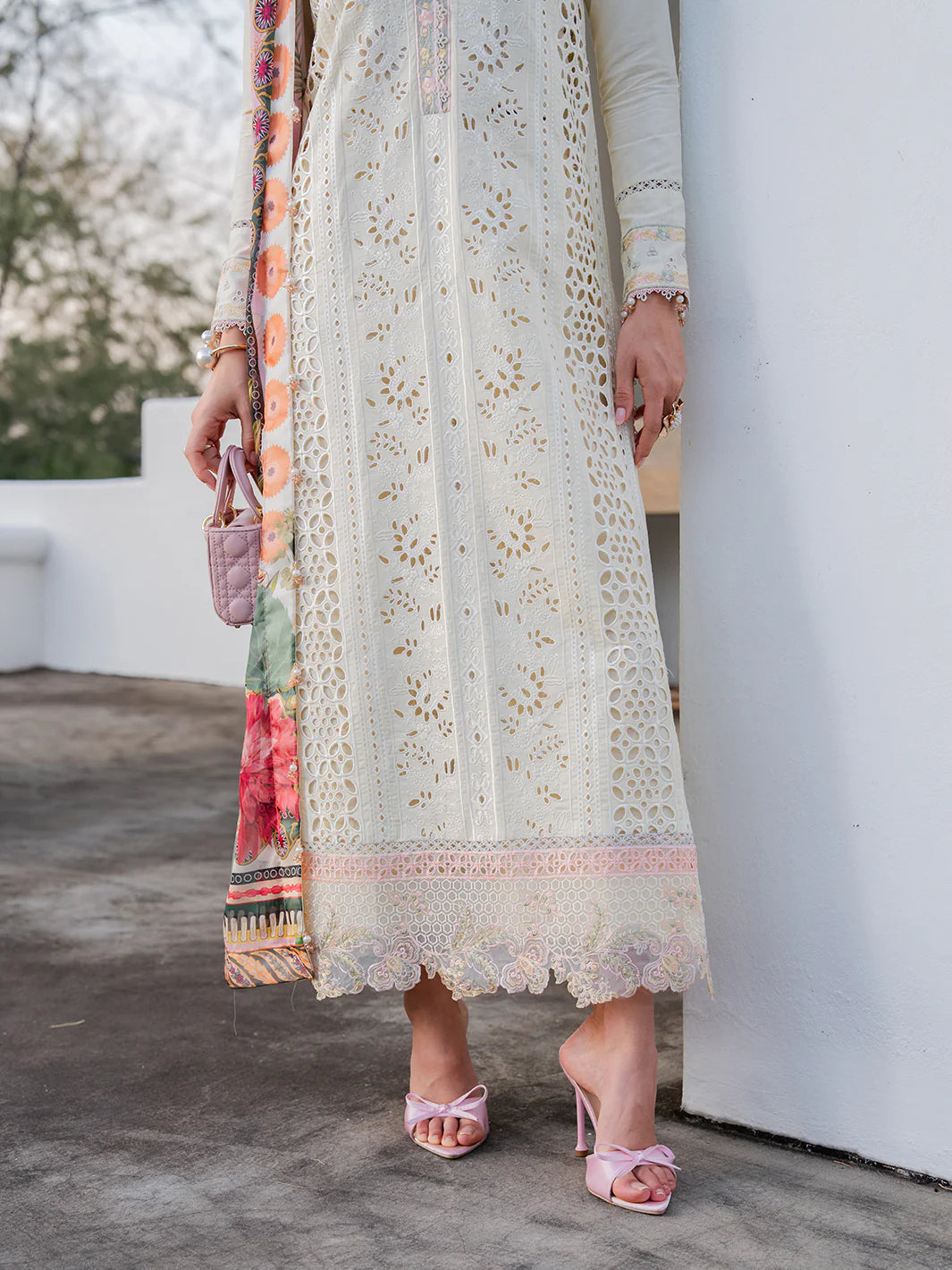 Ivory Schiffli Elegance - Embroidered Lawn Suit | Ready To Wear