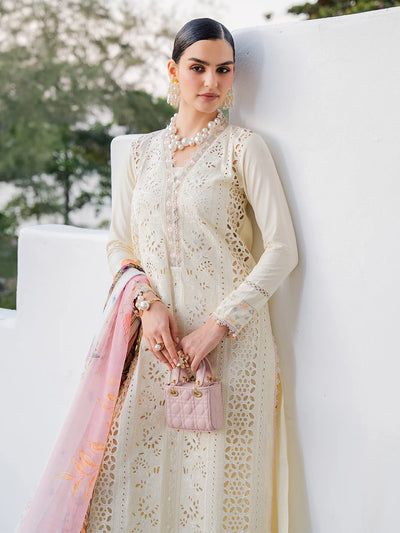 Ivory Schiffli Elegance - Embroidered Lawn Suit | Ready To Wear