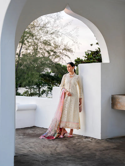 Ivory Schiffli Elegance - Embroidered Lawn Suit | Ready To Wear