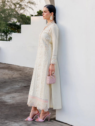 Ivory Schiffli Elegance - Embroidered Lawn Suit | Ready To Wear