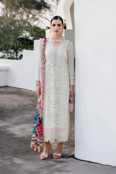 Ivory Schiffli Elegance - Embroidered Lawn Suit | Ready To Wear