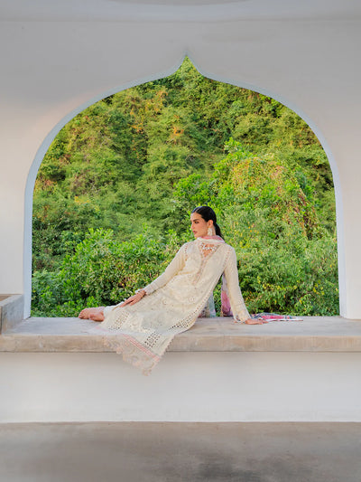 Ivory Schiffli Elegance - Embroidered Lawn Suit | Ready To Wear