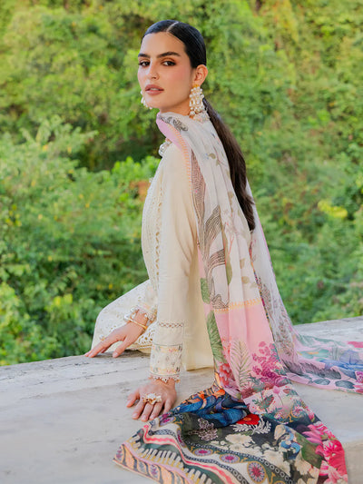 Ivory Schiffli Elegance - Embroidered Lawn Suit | Ready To Wear