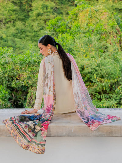 Ivory Schiffli Elegance - Embroidered Lawn Suit | Ready To Wear