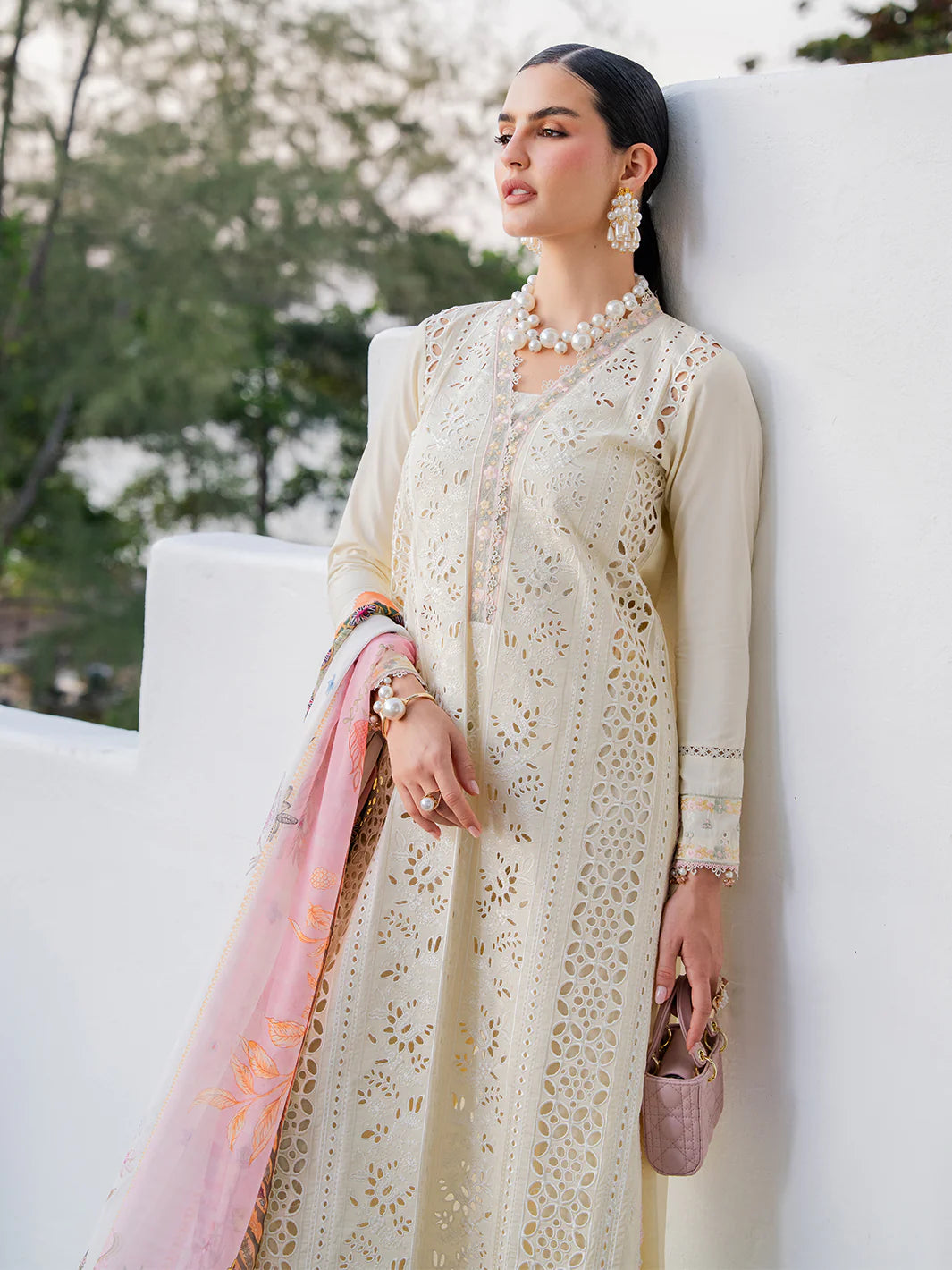 Ivory Schiffli Elegance - Embroidered Lawn Suit | Ready To Wear