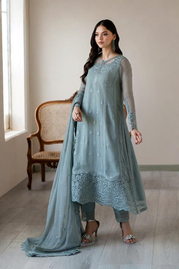 3 Piece Stitched Chiffon Suit - Ready To Wear