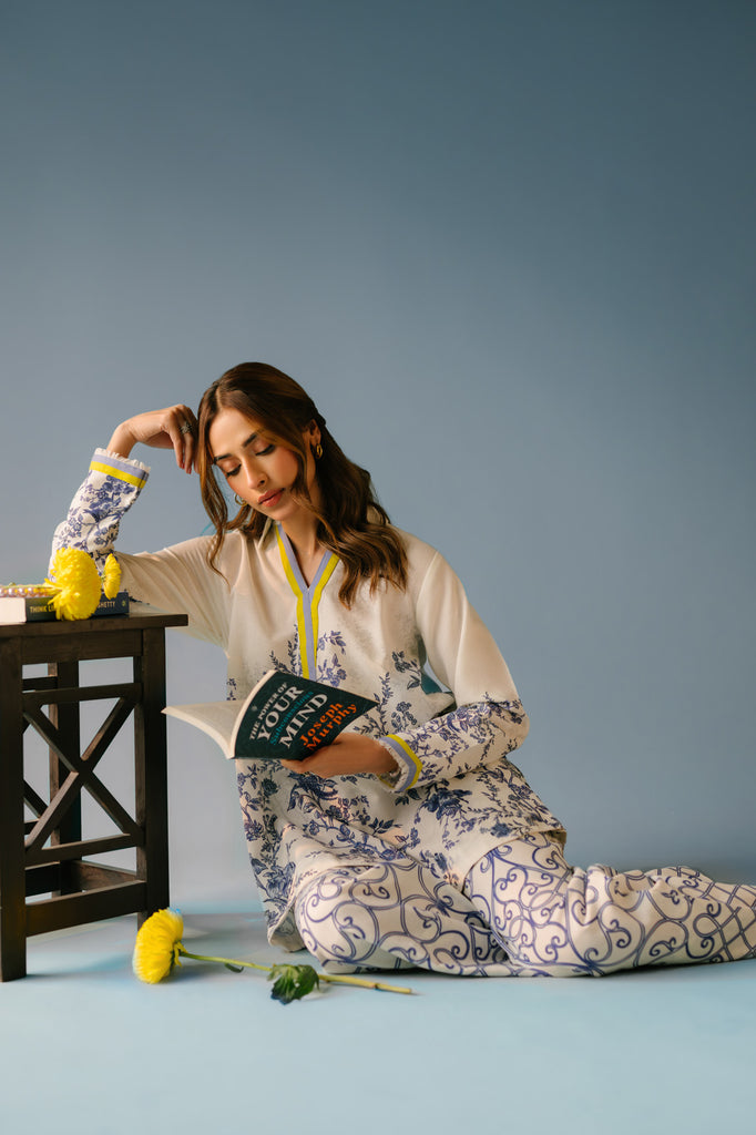 3 Piece Digital Printed Silk Suit - Ready To Wear