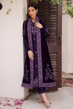 3 Piece Stitched Velvet Embroidered Suit - Ready To Wear