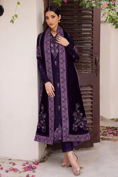 3 Piece Stitched Velvet Embroidered Suit - Ready To Wear