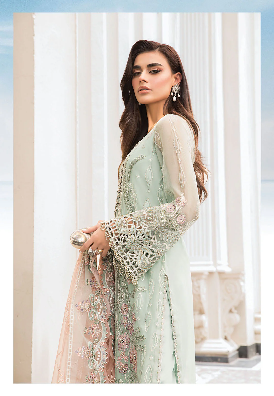 3 Piece Stitched Chiffon Embroidery Suit - Ready To Wear