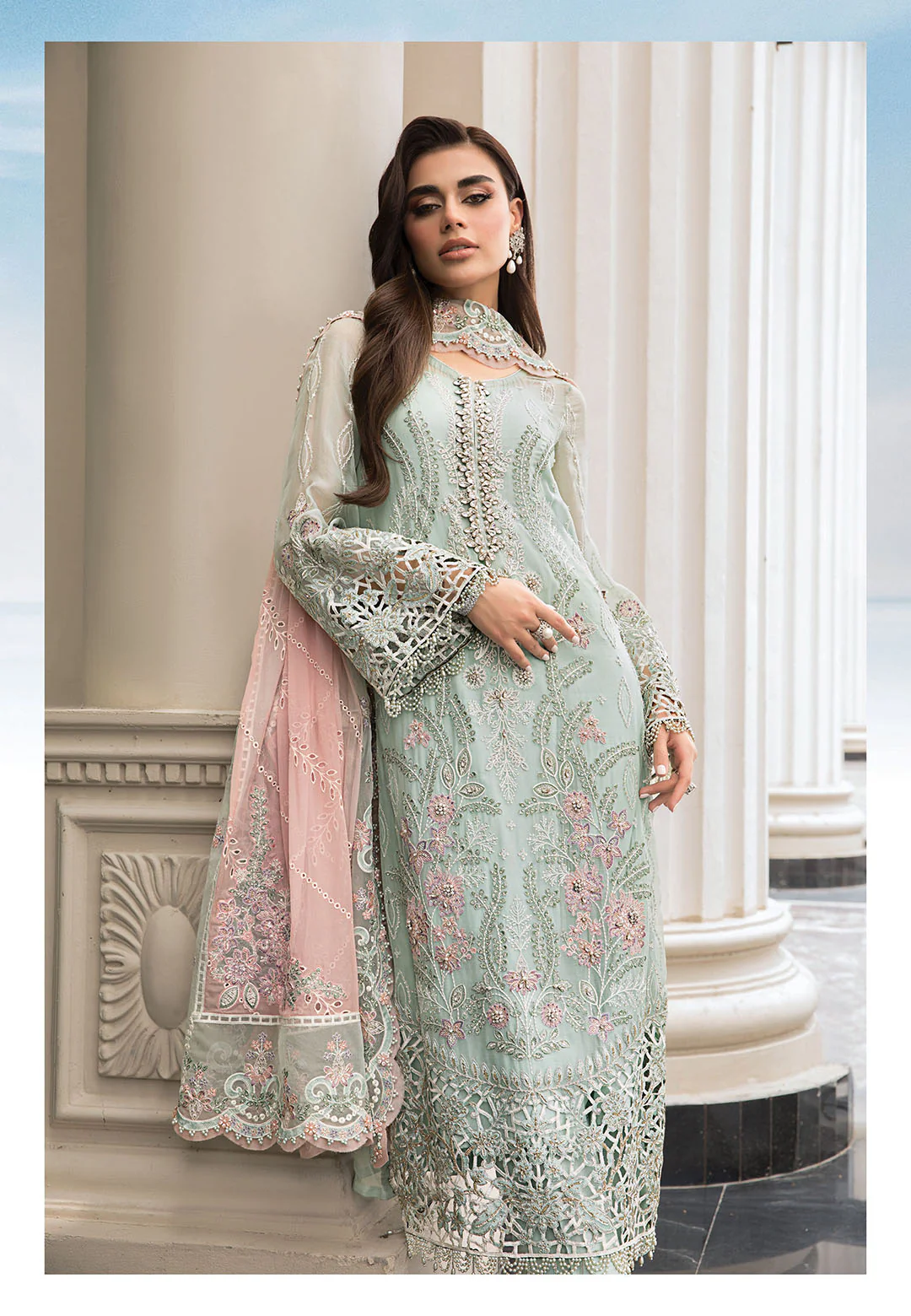 3 Piece Stitched Chiffon Embroidery Suit - Ready To Wear