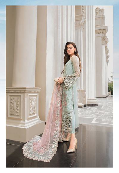 3 Piece Stitched Chiffon Embroidery Suit - Ready To Wear