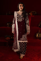 3 Piece Stitched Embroidered Luxury Velvet Suit - Ready To Wear