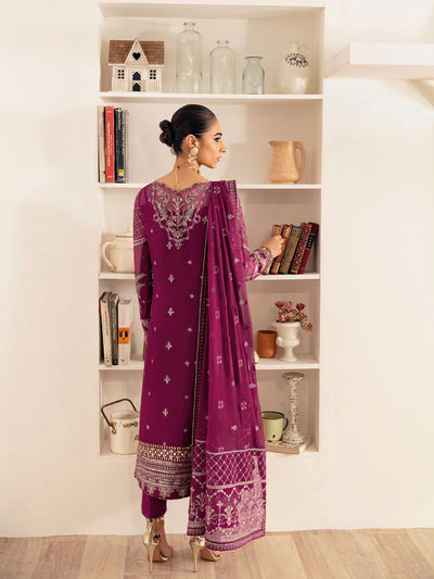 Royal Plum - 3 Piece Embroidered Suit | Ready To Wear