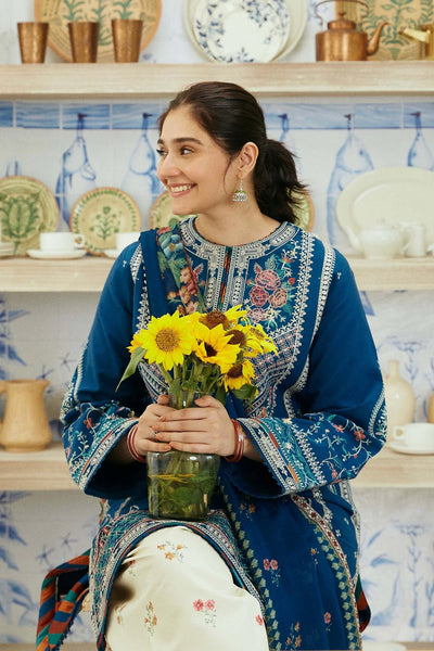 03-Piece Lawn Suit With Embroidery - Ready To Wear