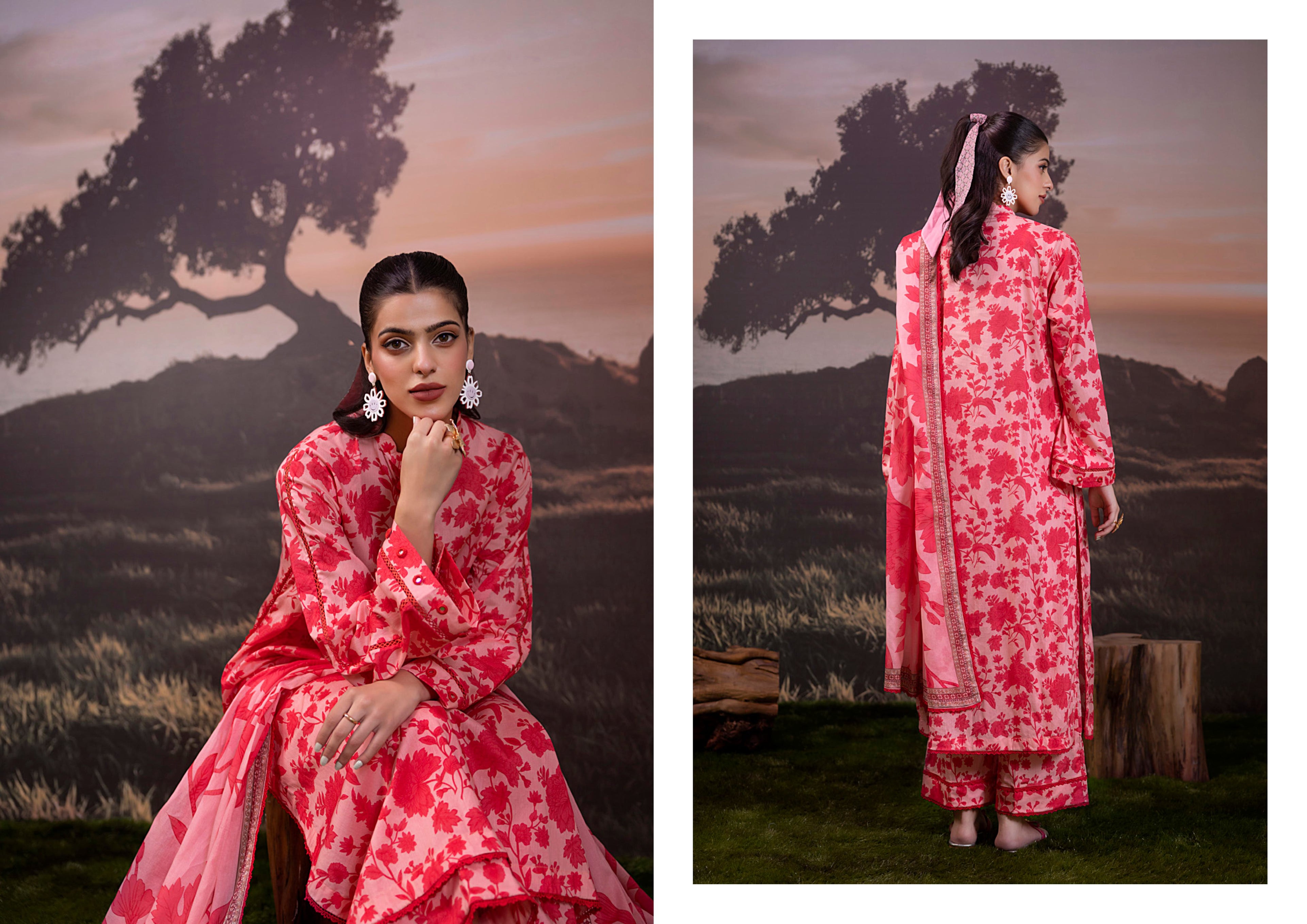 3 Piece Stitched Lawn Shirt - Ready To Wear