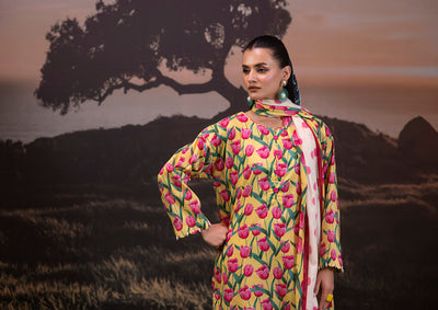 3 Piece Stitched Lawn Suit - Ready To Wear
